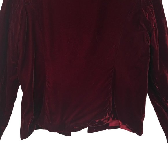 Jeri New York Velvet Jacket Blazer Womens 8 Burgundy Rhinestones Long Sleeve - Picture 15 of 16